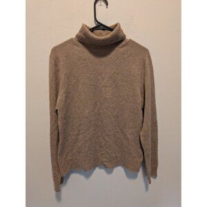 100% Cashmere Brown Turtleneck Sweater Luxury Academia Cozycore